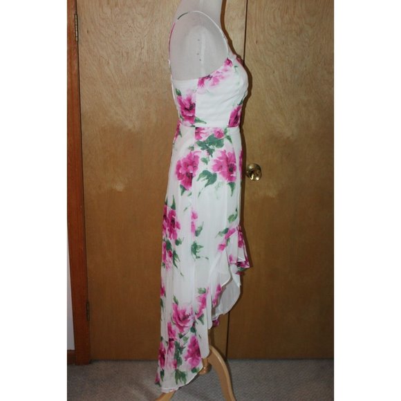 NEW Crystal Doll hi-low cocktail dress juniors size 3 white pink floral ruffle - Picture 4 of 5
